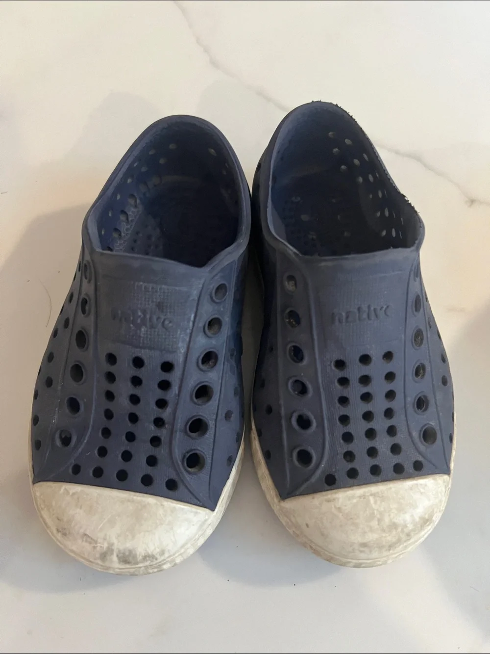 Native Kids Slip-On Water Shoes in White and Navy